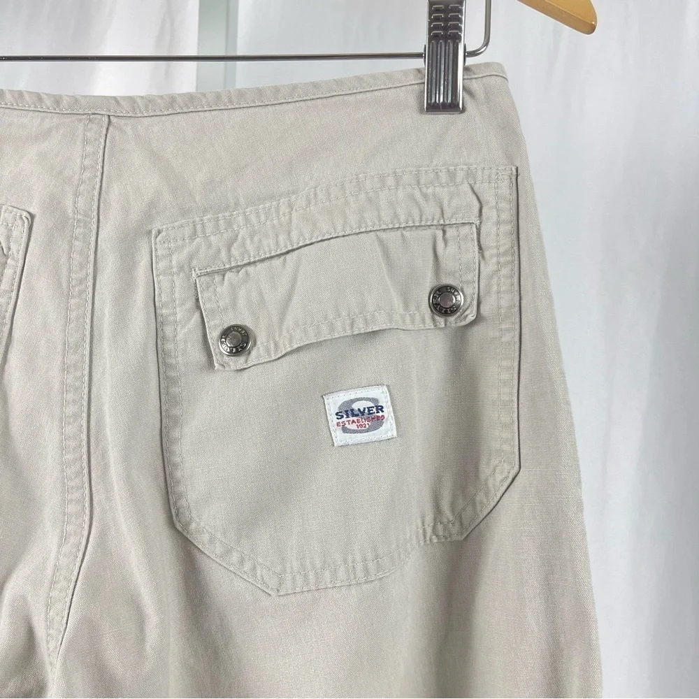 Vintage Silver Jeans Canada Size 30 Wide Leg Canvas Cargo Pants Y3K Baggy Loose